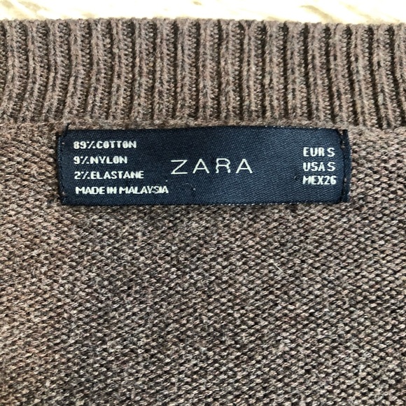 Zara Brown Button Front  Cardigan Front Pockets S - Picture 3 of 7